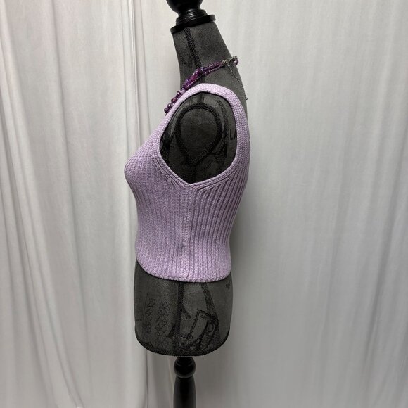 The Drop Sylvie Top Womens Sz Medium Lavender V-Neck Cropped Sweater Tank NEW - Picture 4 of 10